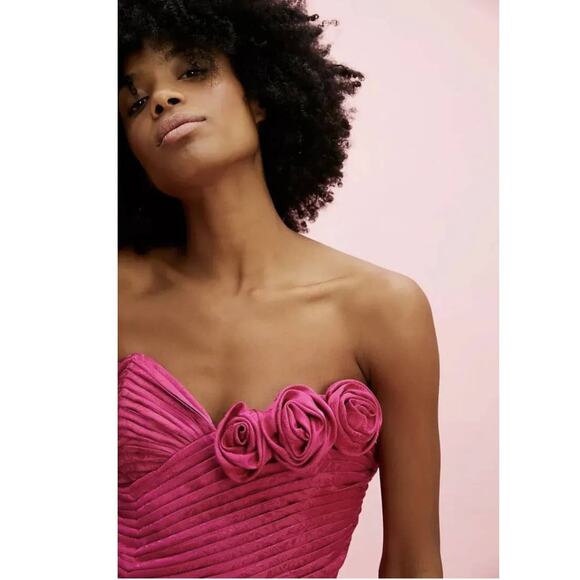 New FREE PEOPLE Make An Entrance Maxi Dress $298 SIZE 2 Pink REMOVABLE STRAPS - Picture 2 of 6